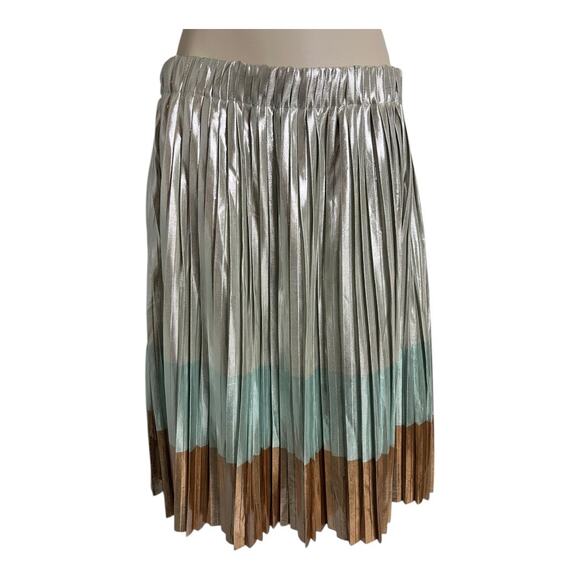 On Twelfth Pleated Skirt Metallic Ballerina Color Block L Large - Picture 1 of 8